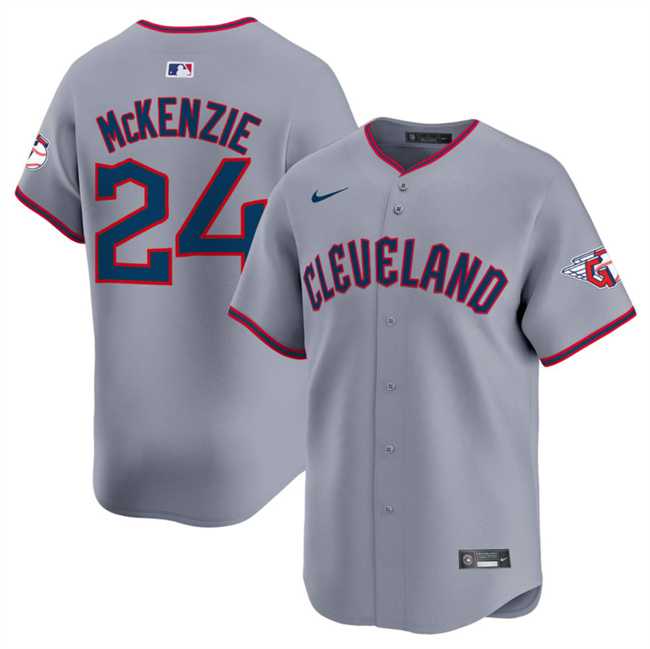 Men%27s Cleveland Guardians #24 Triston McKenzie Gray 2025 Alternate Limited Stitched Jersey Dzhi